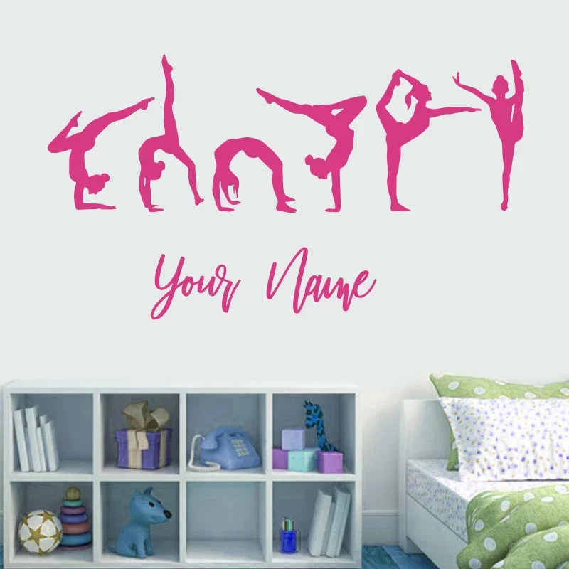 

Personalized Gymnastic Girl with 7 girls Sticker Wall Decal | Custom Gymnastic Name Decal | Wall Sticker | Gymnastic Decor DD02