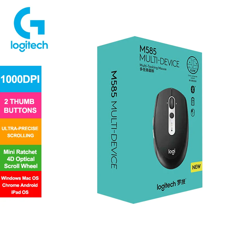 

Мышь Logitech M585 Беспроводная со сверхточной прокруткой, 1000DPI
