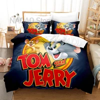 mouse jerry bedding set single twin full queen king size cat and tom bed set aldult kid bedroom duvetcover sets 3d anime 030