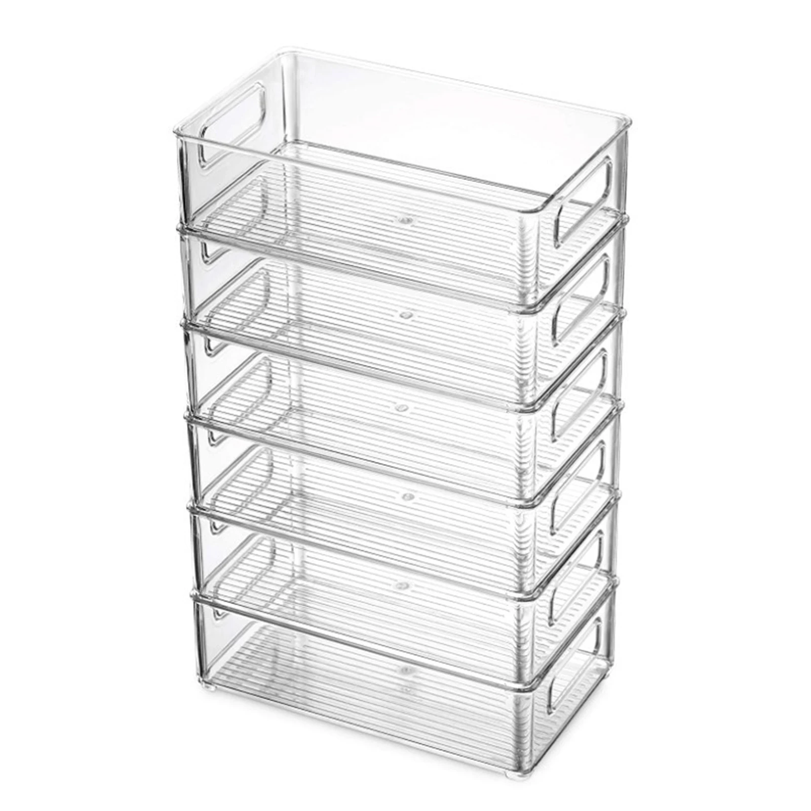 

6pcs Stackable Clear Organizer Bins Easy to Carry Storage Container for keeping Food Fresh