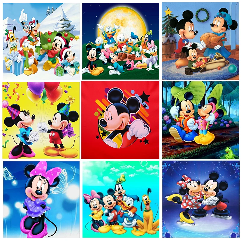 

Disney DIY 5D Diamond Painting Cartoon Animal Mosaic Mickey Minnie Donald Duck and Their Friends Embroidery Home Decoration