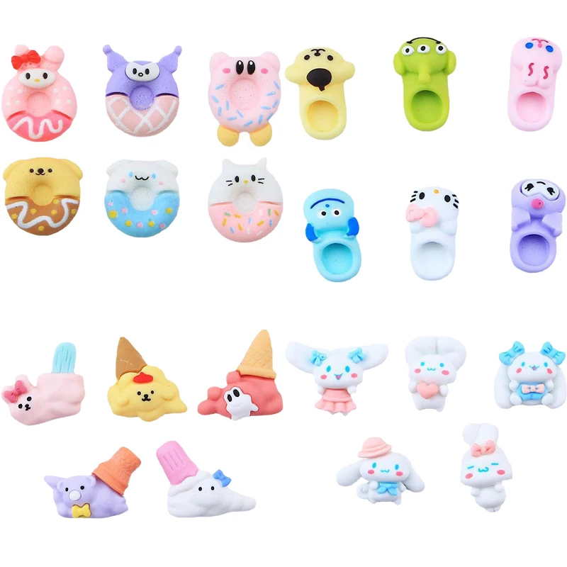 

Kawaii Sanriod My Melody Hello Kitty Cinnamoroll Kuromi Doughnut Diy Cream Glue Mobile Phone Case Jewelry Resin Accessories