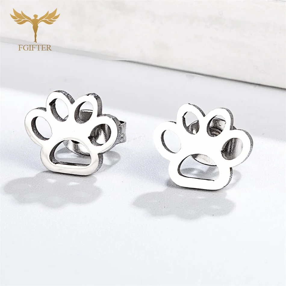 Cute Animal Paw Earrings Kids Children Jewelry High Quality Stainless Steel Ear Studs 12 Pairs Lot Cheap Small Gift Resale - купить по