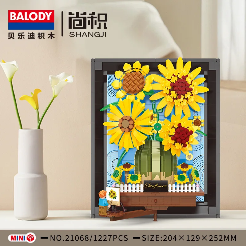 

BALODY Sunflower Building Blocks Picture Photo Frame Assembled 3D Plant Eternal Flower Model Bricks Toy For Home Art Wall Decor