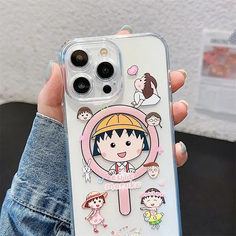 Милый чехол для телефона C-Chibis Maruko-chans Magsafe в стиле аниме iPhone 16 15 14 13 12 11 8 Plus Pro Max X XR