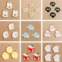 10pcslot cartoon animal enamel charms for jewelry making bear dog cat charms pendants for diy necklaces earrings craft supplies