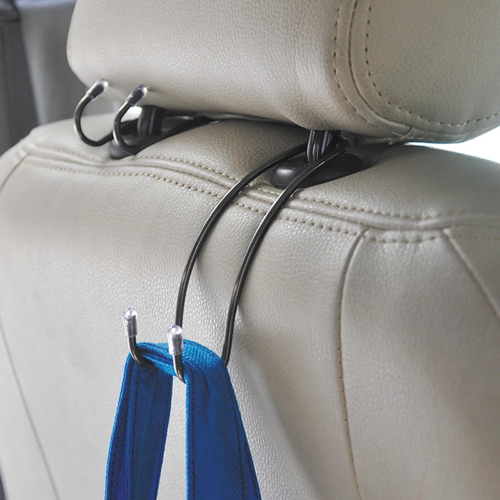 

2pcs Muiltifunction Car Back Seat Double Hook Auto Headrest Hanger Clothes Purse Bag Organizer Holder Hanging Travel