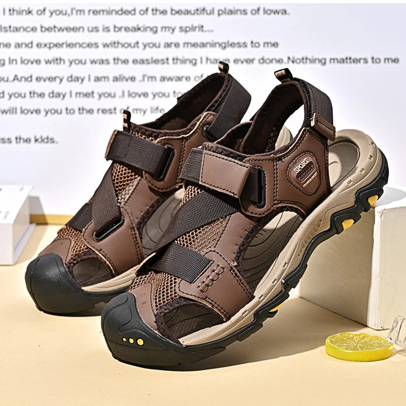 Сандалии мужские Нескользящие пляжная обувь дышащие шлепанцы два применения