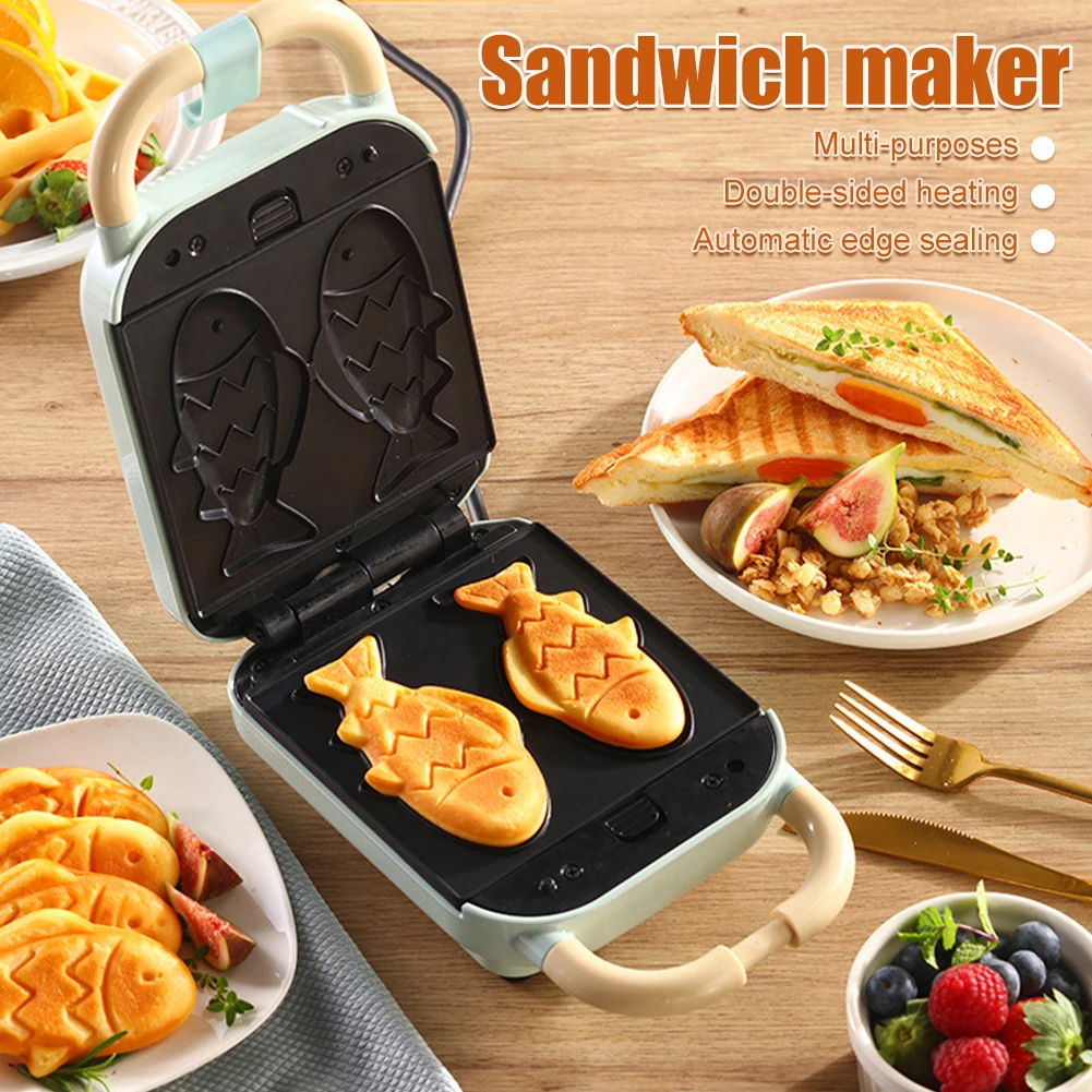 

Electric Sandwich Maker 4-In-1 Breakfast Making Machine Pancake Donut Egg Waffle Fish Cake Electric Oven Molds Kitchen Cookware