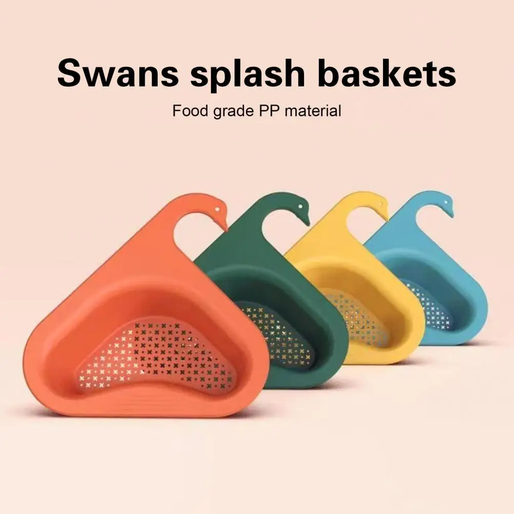 

2Pcs Drain Basket Decorative Good Stability Plastic Hollow Drain Basket Multi-functional Swan Sink Filter Basket for Home