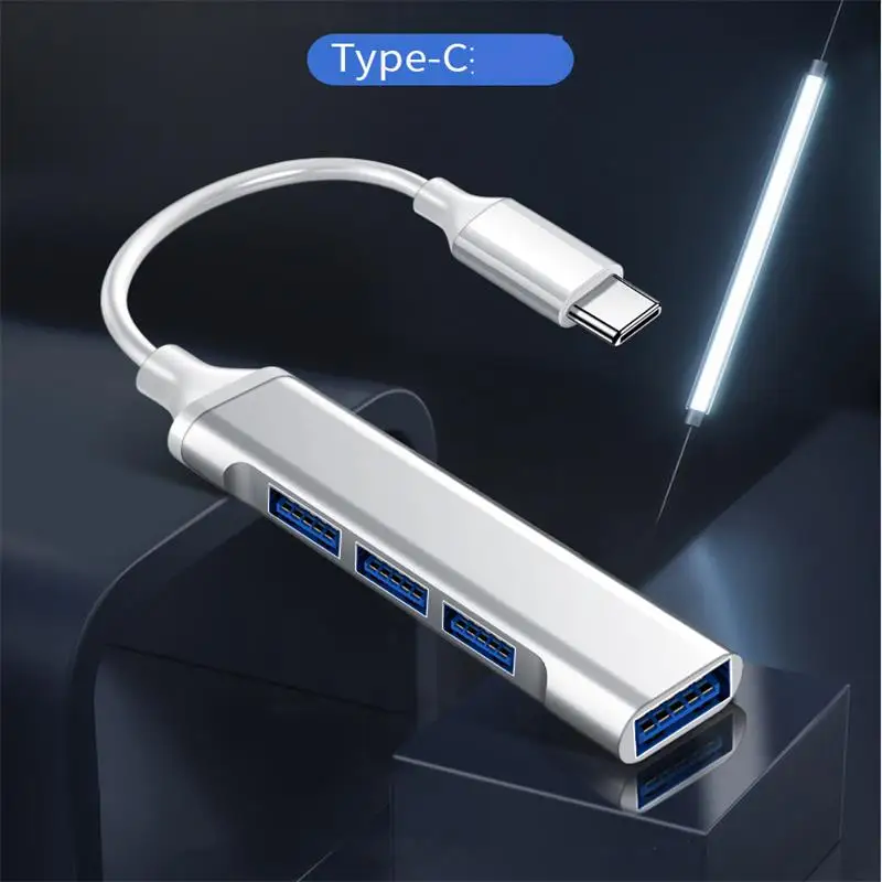 Type-c USB Four-Port HUB Splitter Four-in-One Expansion Dock Aluminum Alloy OTG Hub one-to-four Expansion enlarge
