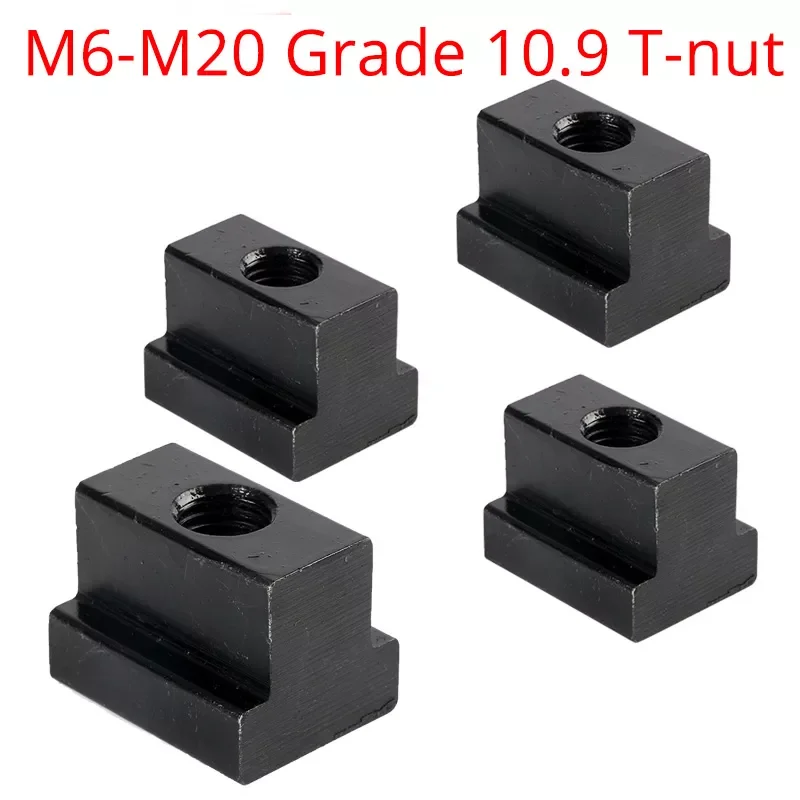 

M6 M8 M10 M12 M14 M16 M18 M20 Clamp Table Slot Milling T Nut Block Slot Slider Machine Tool Black Grade 10.9 T-slot Nuts Screw