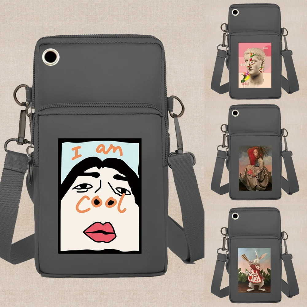 

Женская сумка, кошельки, сумка на плечо, сумка для сотового телефона Apple/Huawei, забавный Органайзер с принтом, спортивная сумка для аксессуаров