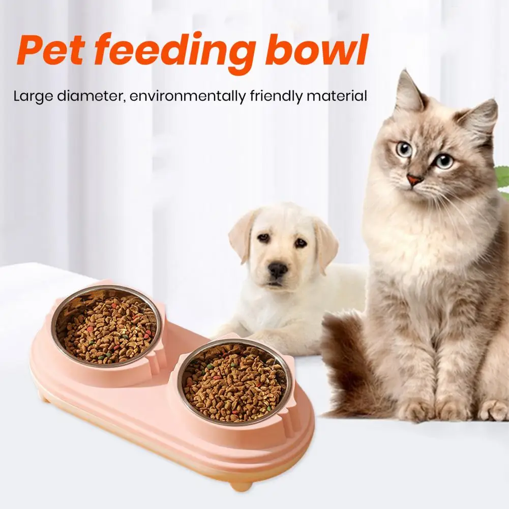 

Cat Food Bowl Neck Protection Dog Food Bowl Easy to Wash Feed Water Premium Dog Cat Feeder Double Bowls