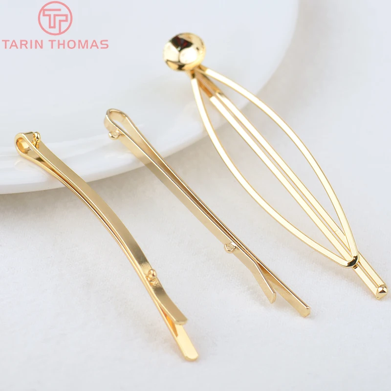

(3415)10PCS 56x2MM 60x2.5MM Hole 1MM 24K Gold Color Zinc Alloy Long Hairpin Connector Quality Diy Jewelry Findings Accessories