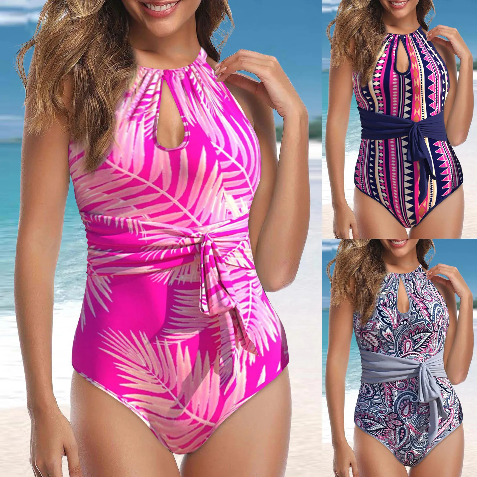 

Женский винтажный тренировочный купальник с бантом, купальный спортивный купальник, купальник с мягкой подкладкой, бикини пуш-ап