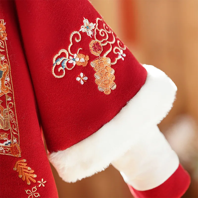 Детский зимний теплый комплект ханьфу древний костюм для девочек новогодняя