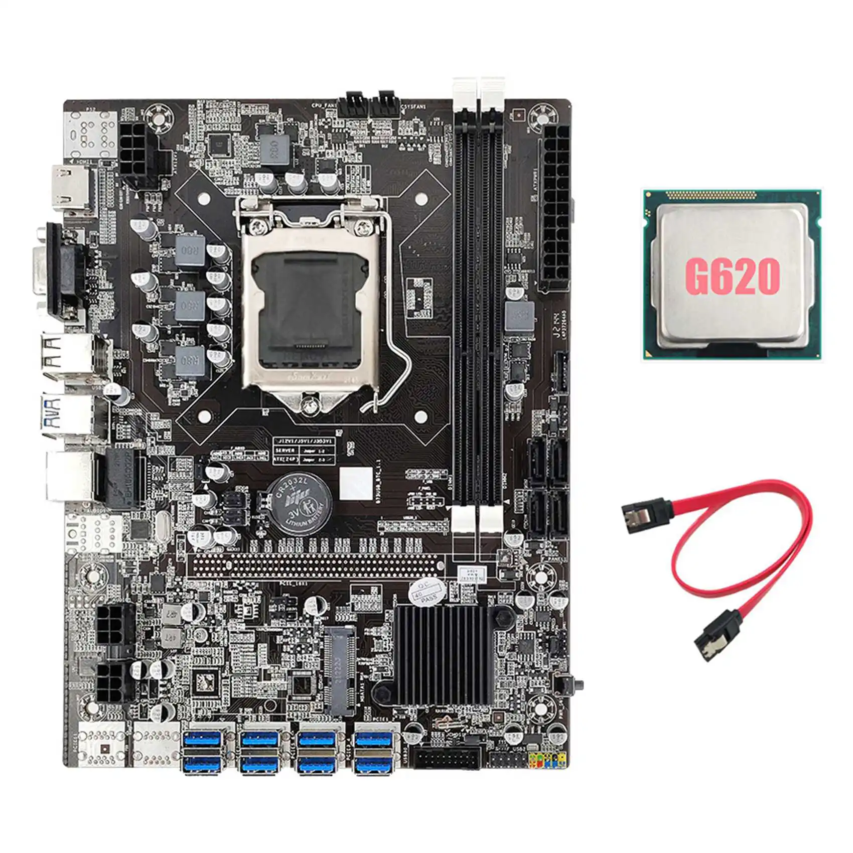 

B75 ETH Mining Motherboard 8XPCIE USB Adapter+G620 CPU+SATA Cable LGA1155 DDR3 MSATA B75 USB Miner Motherboard