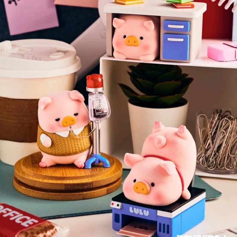 Оригинальная фигурка TOYZEROPLUS LuLu Piggy Flocked Blind Box из серии Too Much Pig Work, ПВХ, украшение для стола, подарок для взрослых и офисных работников (art.: 3920daef7c0dd) - 3920daef7c0dd