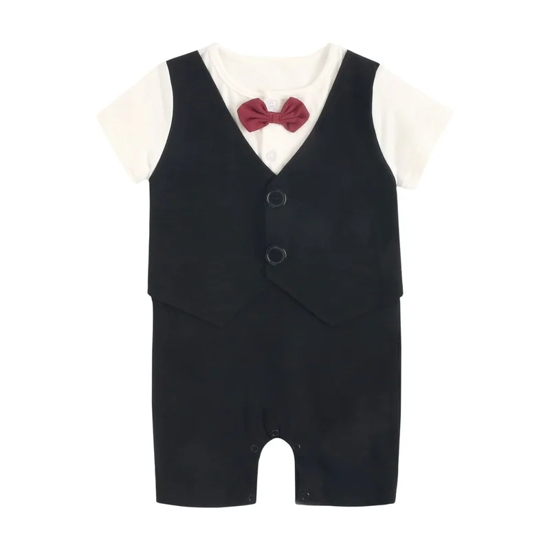 2022 Newborn Clothes Baby Boy Clothes  Summer Fashion Cotton Necktie Gentleman Bodysuit Newborn Baby Clothes New Born Baby Items