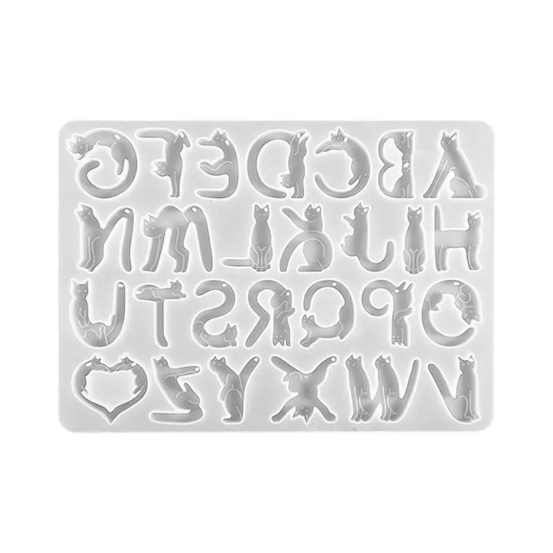 

Силиконовая форма для алфавита, форма с надписью «кошка» из смолы, форма для ключей из эпоксидной смолы, формы для литья, многоразовый силиконовый Алфавит шоколада