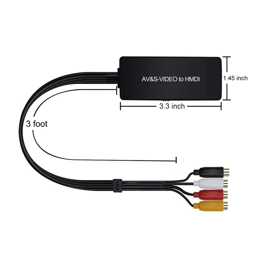 S-Video в HDMI-совместимый преобразователь 3RCA AV в HDMI-совместимый адаптер для WII U PS2PS3 STB Xbox VHS VCR Blue-Ray DVD-плееры (art.: 3920cf30128ae) - 3920cf30128ae