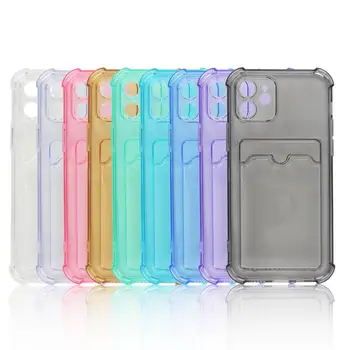 TPU Four Corner Anti-fall Card Bag For iPhone 14 Pro 14Max 13Pro 12 Pro Max 11Promax 7 8 XS Max SE Simple Transparent Phone Case 1