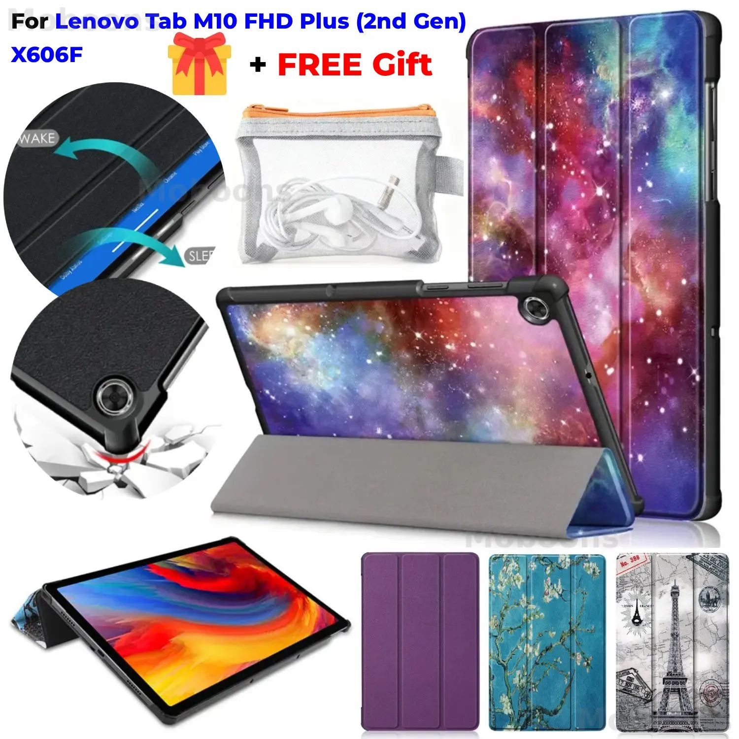 Фото Чехол для Lenovo Tab M10 FHD Plus 2-го поколения X606F 10.3'' из искусственной кожи с подставкой, функцией Sleep/Wake для планшета Xiaoxin Pad TB-X606X №1