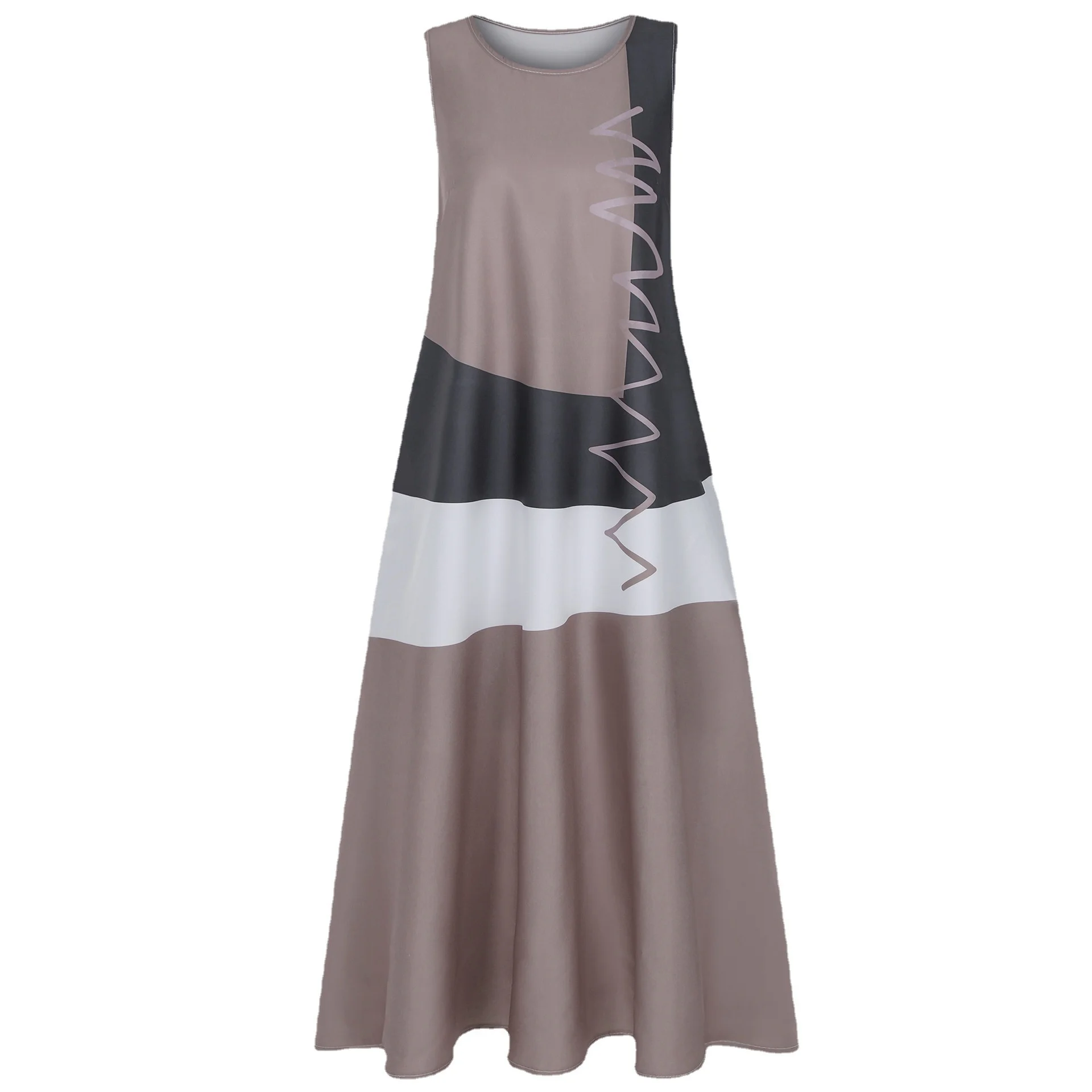 

New Women's Printed V neck Sleeveless Pocket woman Summer maxi sundress dresses women tank Dress plus size long fashion beach