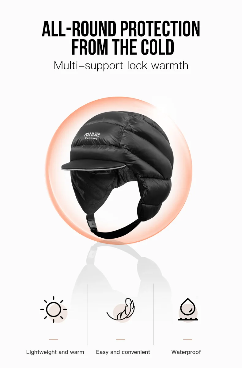 AONIJIE 800FP 90% White Duck Down Winter Warm Hat Cap Men Beanie Balaclava Ear Protector Scarf Cycling Camping Skiing Hiking Cap