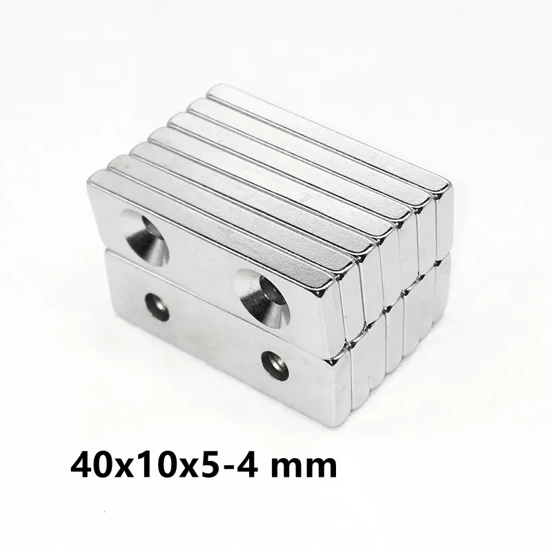 

5~50pcs 40x10x5-4 Power Magnetic 40x10x5mm Hole 4mm Strong Square NdFeB Rare Earth Magnet 40*10*5 mm 2holes 4 Neodymium Magnets