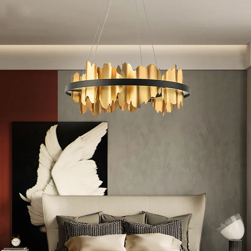 

Modern Light Luxury Living Room Chandelier Circle Simple Dining Room Lamp Creative Designer Bedroom Lamp LED Dimmable