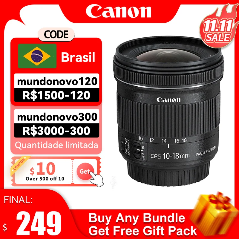 Najtaniej Canon EF-S 10-18mm F4.5-5.6 Jest STM Szerokokątny Zoom APS-C Format Obiektyw Lustrzanki Cyfrowej Dla 90D 250D SL3 T8i
