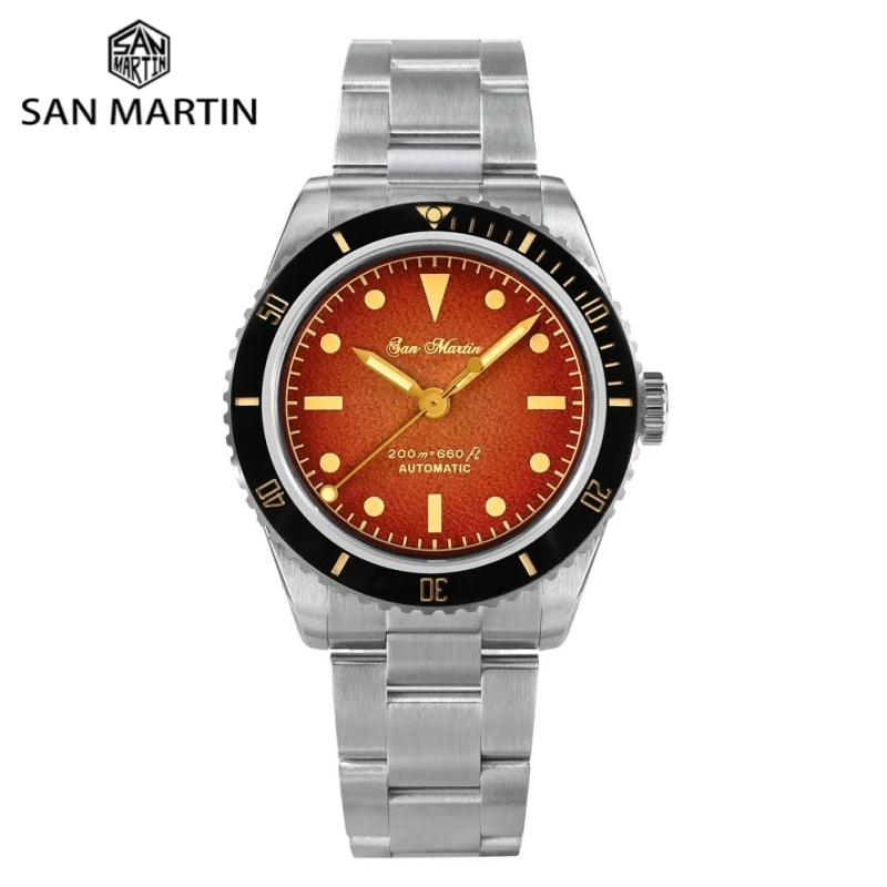 

San Martin Diver Watch 38mm 6200 Retro Water Ghost Pencil Pointer NH35 Men Automatic Mechanical Watches 20Bar Relojes SN0004-3