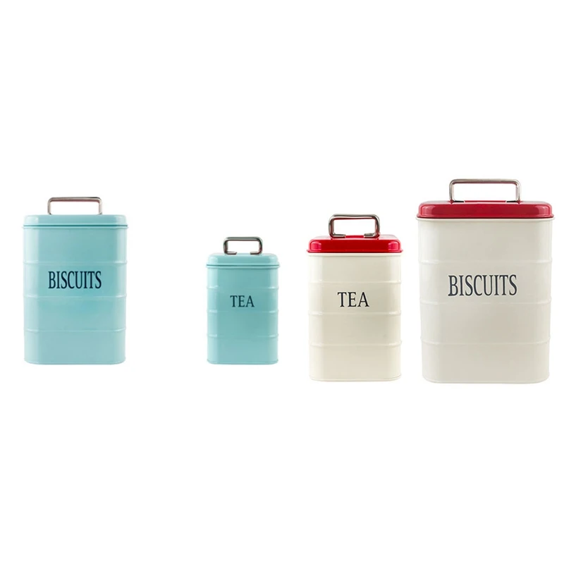 

AFBC 2Pcs Air Tight Metal Storage Jar With Lid Coffee Beans Tea Spice Sugar Biscuits Oatmeal Sealing Box Kitchen Container