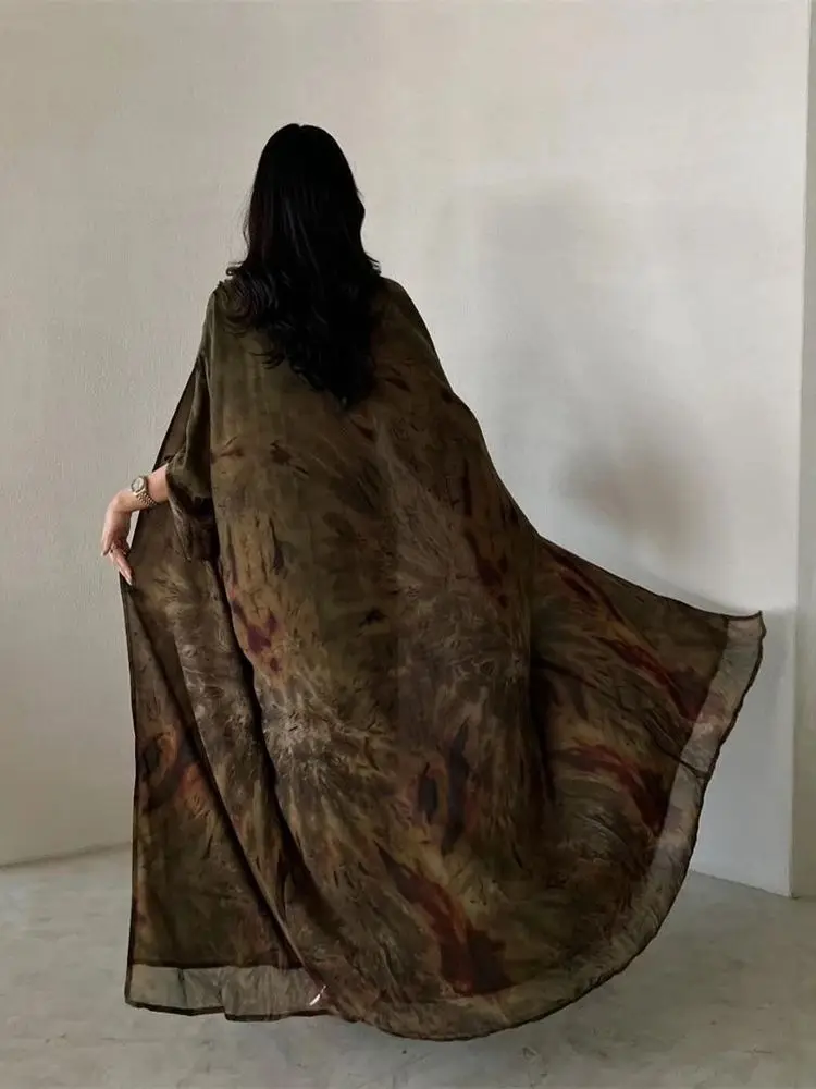 Рамадан Ид Открытое Кимоно Абая Дубай Мусульманский Кафтан Платье Ислам