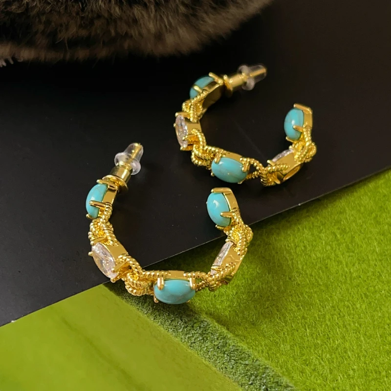 Корейский стиль высококачественные легкие роскошные серьги с бирюзовым