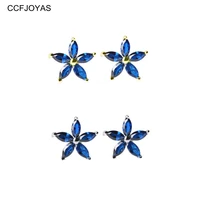 ccfjoyas 925 sterling silver dark blue zircon mini flower stud earrings for girl french light luxury earrings piercing jewelry