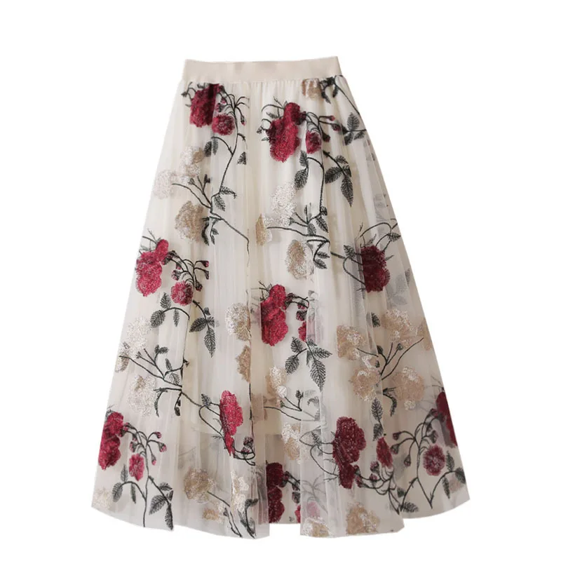 Женская плиссированная юбка с цветочной вышивкой и высокой талией - купить по