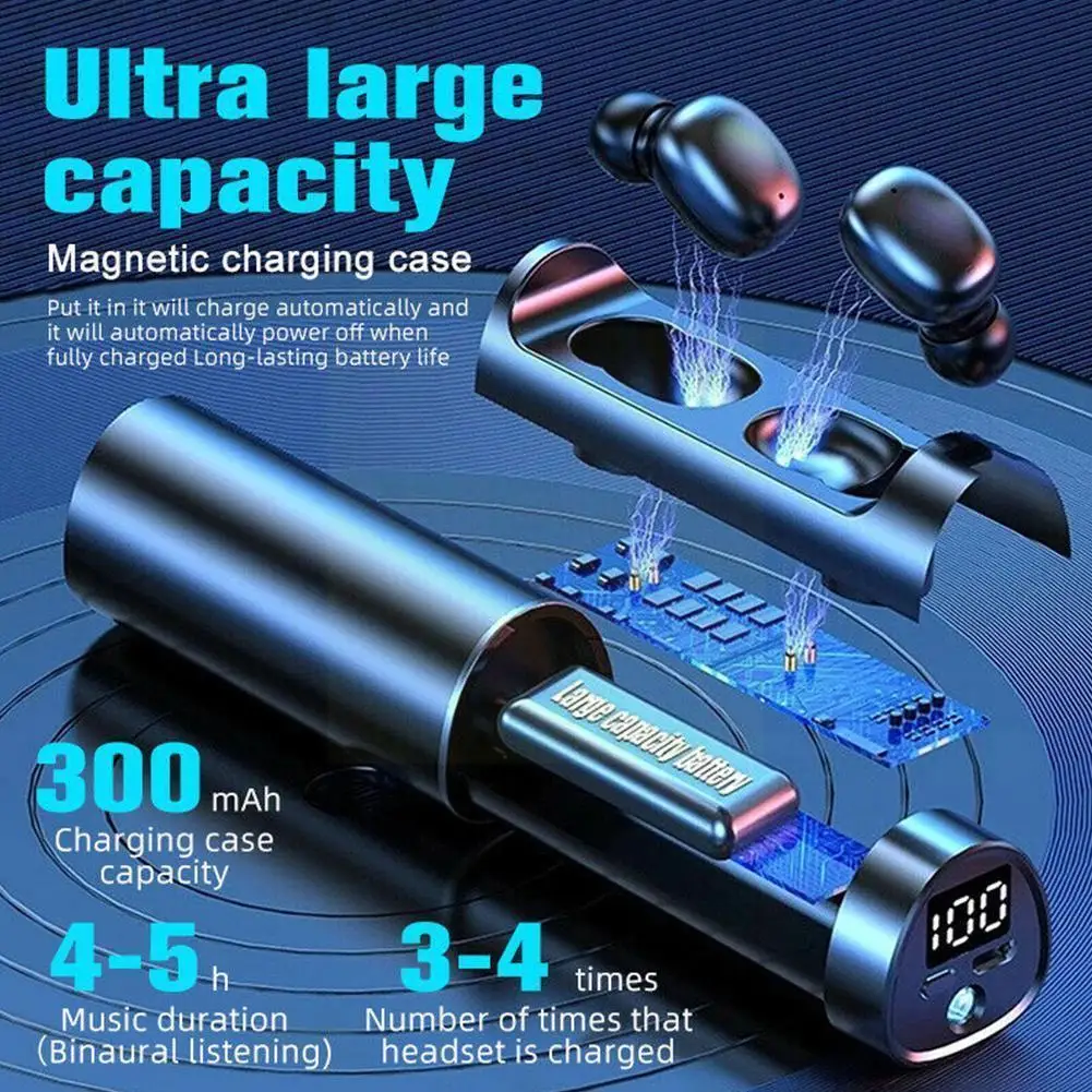 New Tws5.0 Bluetooth Headset Digital Display Wireless Sports Earphone Mic Earbuds Gaming Music Headset For Sa N6r5