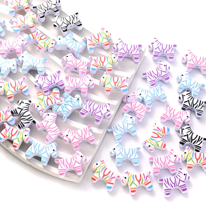 10 шт. акриловые бусины в виде зебры 17 х22 мм