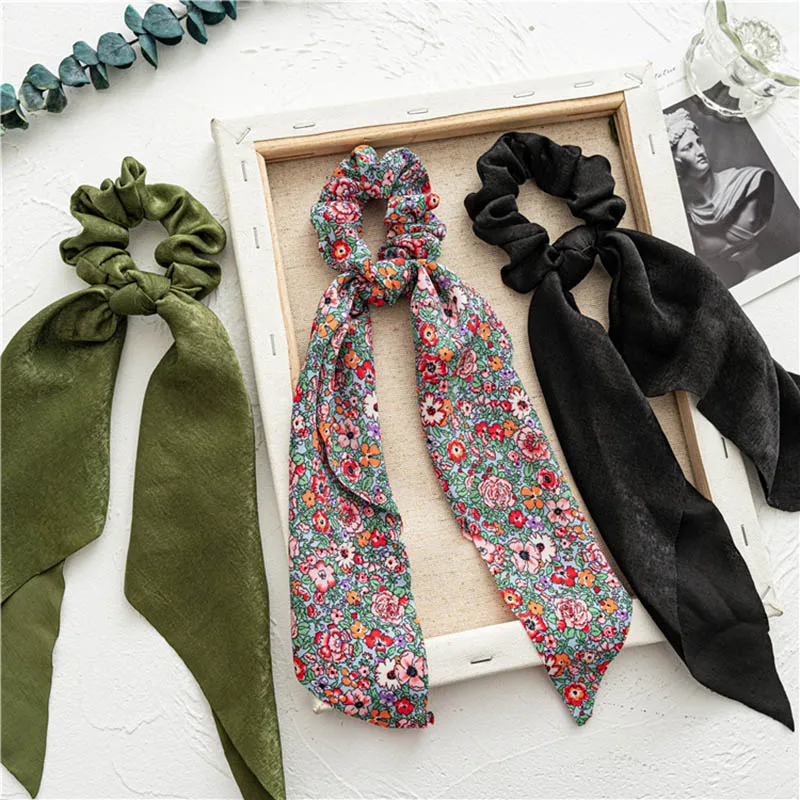 

Fashion 4pcs/lot Woman Chifon Scrunchies Elegant Rubber Band Ponytail Holder Elastic Hair Tie WLFQ069