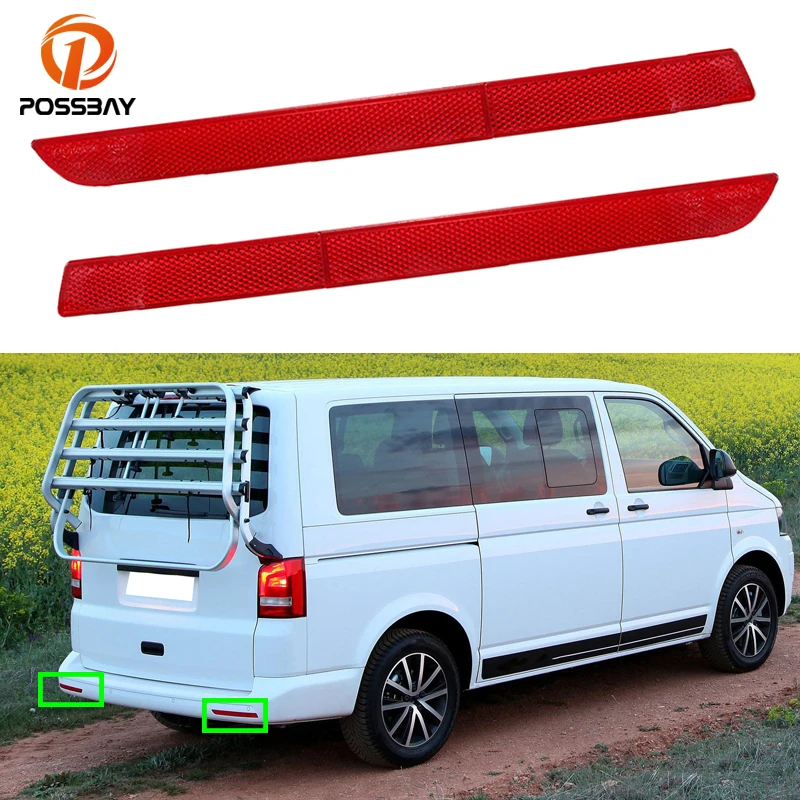 

Pair Car Rear Bumper Reflector Light Red Tail Stop Lamp Cover for VW T5 Transporter/Caravelle/Multivan MK V Facelifted 2012-2016