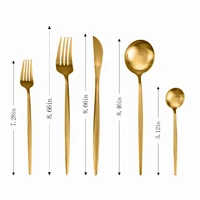 gold full cutlery set spoons forks knives stainless steel travel dinnerware set wedding tableware kitchen utensils flatware sets