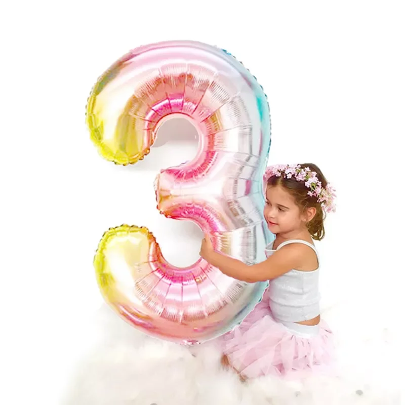 

Giant Size Rainbow Rose Gold Silver Aluminium Foil large Number Balloons 0-9 Birthday Wedding Engagement Party Decor Digit ball