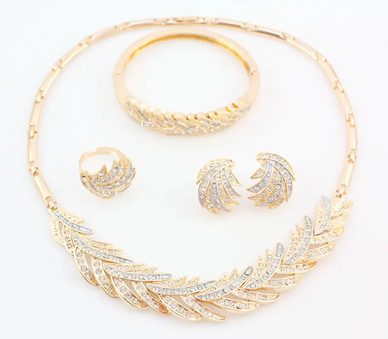 Африканские бусы Ювелирные наборы для женщин свадебные золотые цвета кристалл