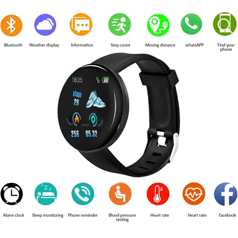 

Smart Watch Blood Pressure Smartwatch Sport Tracker Pedometer Bluetooth Digital Electronic Men Women Watches for Android IOS D18