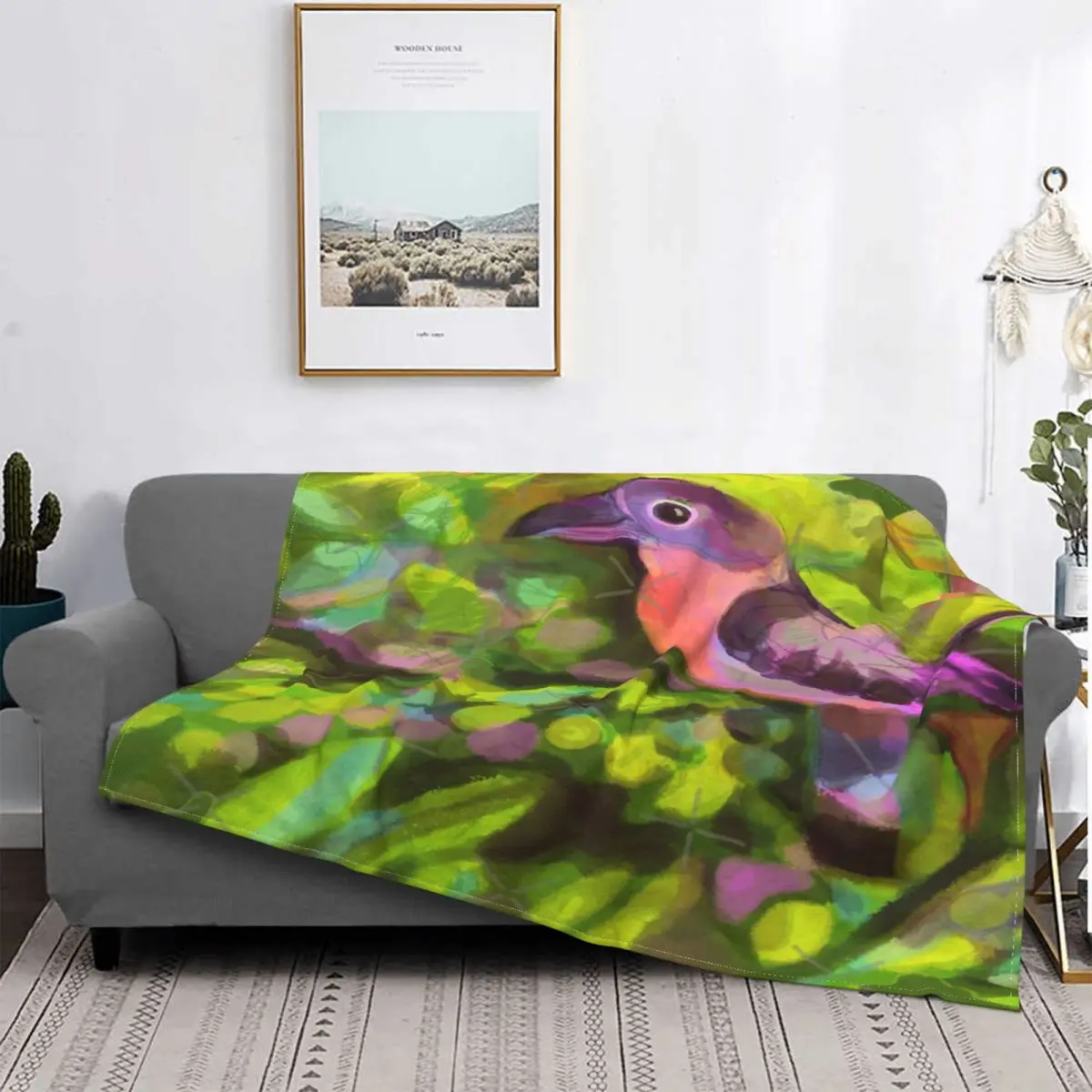 

Manta de pájaro colorido, colcha de cama, cubierta a cuadros, manta de playa, Sudadera con capucha, manta en la cama