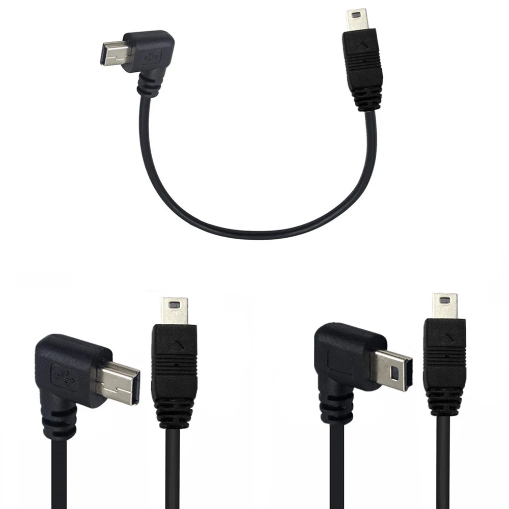 USB 2.0 to Mini USB 5P mini Data Sync Cable 90 Degree Elbow 5 Pin B Male to Male 0.5m 1.8m 5m Camera MP3 Charging Cable