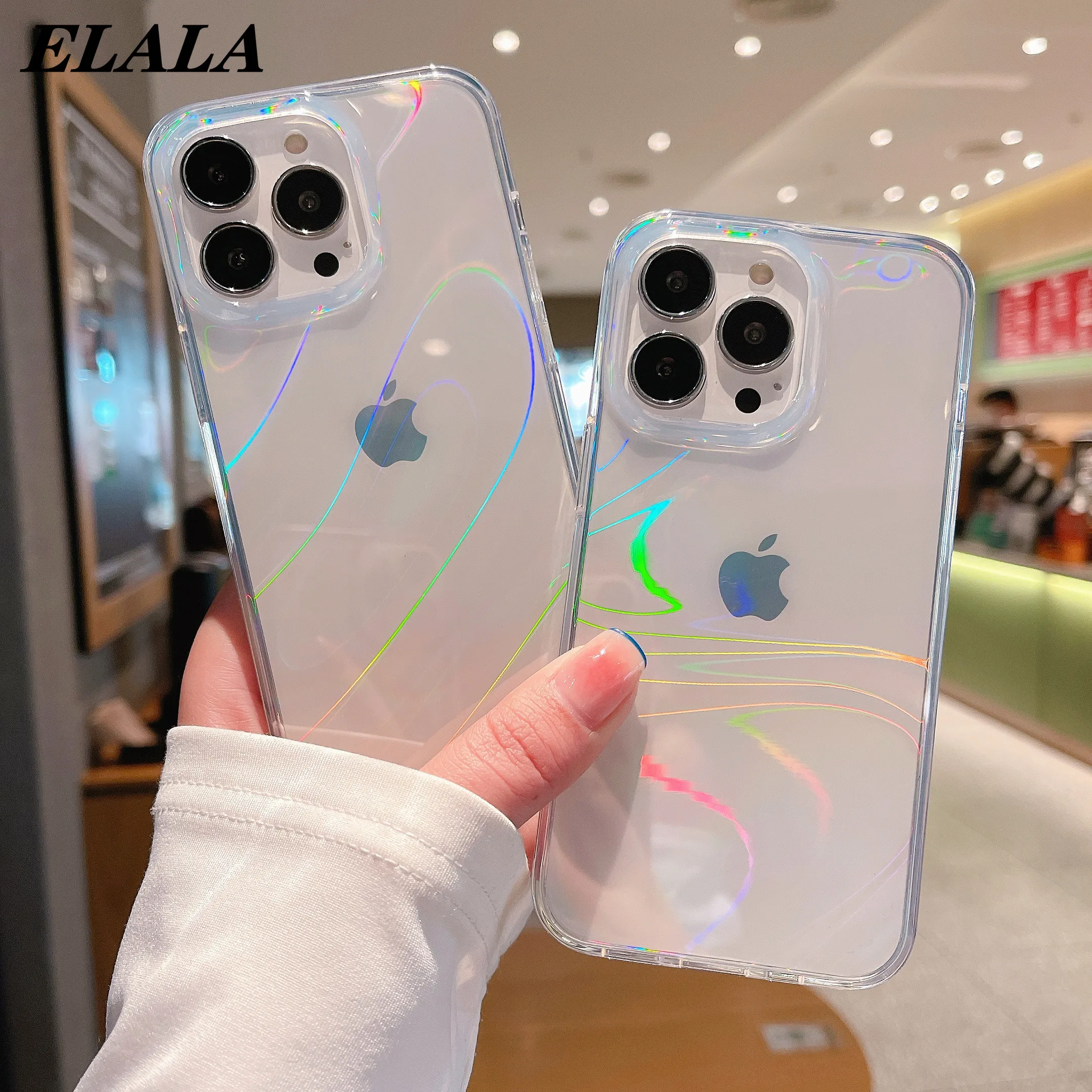 

Laser Phone Case for iPhone 13 11 12 Pro Max Back Cover XR XS 6 7 8 Plus SE2020 Case Water Ripple Fashion Cute Girls Fundas Capa